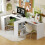 Homcom HOMCOM L Shaped Computer Desk, 110 x 100cm Reversible Corner Desk, White 9