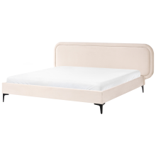 Bed Velvet SUZETTE 180 x 200 cm (EU Super King) Light Beige