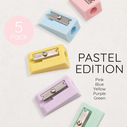 (Pastel) Ashton and Wright Single Hole Pencil Sharpener - Pack of 5 2
