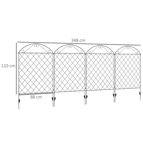 Decorative Black Metal Picket Fence Panels (4pcs) 2