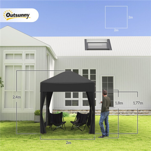 2x2m Pop-Up Gazebo with Sidewalls & Carry Bag 2