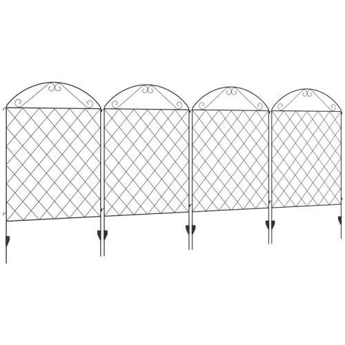 Decorative Black Metal Picket Fence Panels (4pcs)