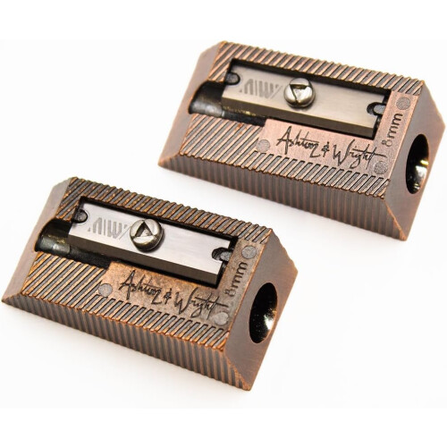 (Copper, Single Hole) Ashton and Wright Metal Pencil Sharpeners - 2 Pack 1