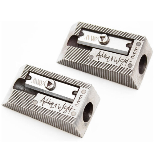 (Silver, Single Hole) Ashton and Wright Metal Pencil Sharpeners - 2 Pack 1