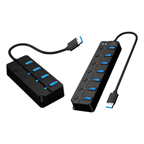 Data Hub Splitter with Individual Switches Multi USB Splitter Hub 23cm Cable 7USB 1