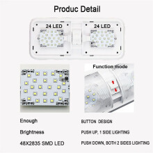 2X Universal Car Ceiling Double Dome Light for Trailer Marine RV 48 LED 12V 520LM Car Light Lamp White Roof Lamp