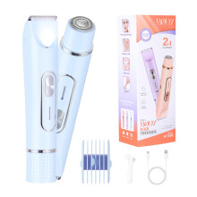 2-in-1 Dual Head Electric Shaver & Bikini Trimmer for Women - Portable & Rechargeable Blue