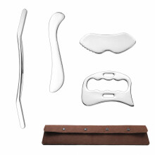 Stainless Steel Gua Sha Massage Tool Set – Myofascial Release with Ergonomic Double-Curve Design, 4 Professional Heads