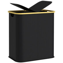 80L Collapsible Laundry Basket with Lid, Black