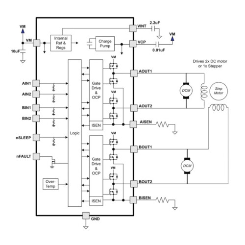 Double DCMotor Driver Module DRV8833 High Efficiency Thermals Management System 4 sets 2