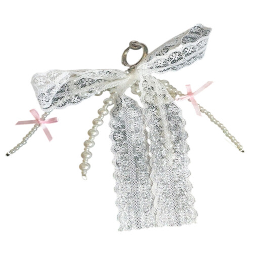 Lace Bowknot Keychain Fabric PVC Cellphone Decorative Pendant
