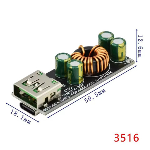 Fast Charging Adapter Module 60W DC6-35V To USB Type C Support PD3.0 QC4.0 1pc 2