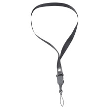 50cm Unique Design Stylish Solid Color Striped 2-in-1 Detachable Rotating Lanyad Black