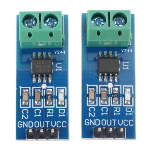 Pack Of 2 Hall Effect Current Sensors Module 5A/20A/30A Detection Analogs Output 20A range