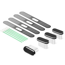 Dust Plugs Type C Charging Port Cover for Phone 15 16 Cellphone Dust Plug Set Black