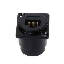 RJ45 Cat6 Socket D-Type Module Shielded Industrial Panel Mount Bulkhead Female Black