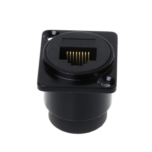 RJ45 Cat6 Socket D-Type Module Shielded Industrial Panel Mount Bulkhead Female Black