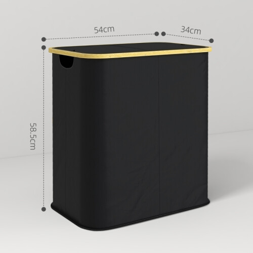 80L Collapsible Laundry Basket with Lid, Black 2