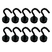 10er-Set magnetische Haken - Edelstahl mit Neodym-Magnet, elektroplattierte wasserdichte Beschichtung, bohrfreies abnehmbares Design Black
