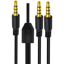 Auxiliary Cable 3.5mm 4 Poles Stereo Gold Plated Fit for Phone Tablet 50cm One to two
