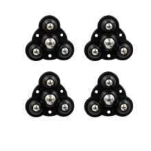 16 Stück selbstklebende Lenkrollen, 3+1 Stahlkugeln, transparent, 300 kg Tragkraft (4er-Pack) Black
