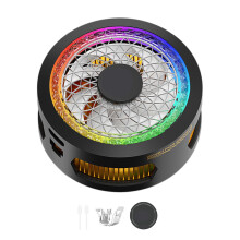 25W Cooling Fan With Light Magnetic Cooling Heatsink 4 Gear Adjustable Black