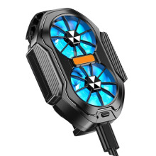 Phone Coolers for Gaming with Double Fan Airflows Clip-On Grip Pad Blue Plug in model