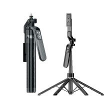 1.8M Foldable Phone Photo Stick 4 Leg Base with Soft Fill Light for Photo Black