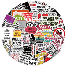 Pack Of 50 Funny Divorce Theme Cartoon Stickers For Phone Laptop Water Bottle Decoration