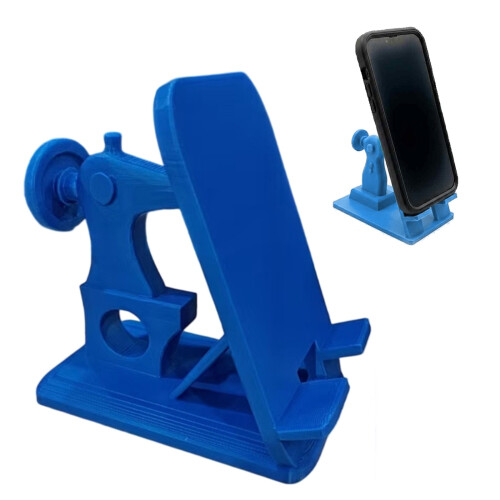 Sewing machine themed phone holder for bedside, desk, or craft table Black