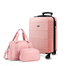 LUGG Jetset 3-Piece Travel Set 20inch Suitcase, Duffel Bag & Toiletry Bag, Rose Gold