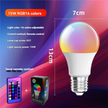 Inteligentna Żarówka LED, Żarówka RGB, do Użytku Domowego 15 w, Zmieniająca Kolor Światła Otoczenia, Zdalnego Sterowania, Kolorowa Żarówka