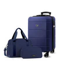 LUGG Jetset 3-Piece Travel Set 20inch Suitcase, Duffel Bag & Toiletry Bag, Midnight Blue