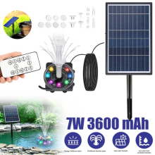 7W Solar Fountain Pump with Battery Backup &10 Nozzles Solar Water Fountain Pump