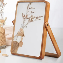 Desk Mirror Stand Wooden Vanity Mirror Makeup Vanity Mirror Desk Topper Desktop