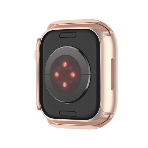 Capa Protetora em Ouro Rosa PC e Vidro Temperado 42mm Compatível com Apple Watch Series 10 2