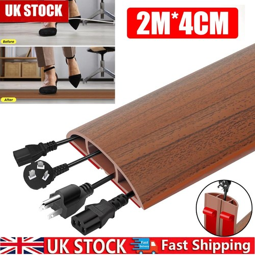 2 Meter Brown Floor Cable Protector 3 Channels Cable Tidy Wire Cover for Indoor