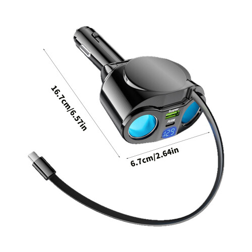 Two 12V Outlet Vehicle Charging Unit With Battery Readout For Use