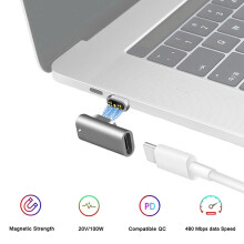 Portable Magnetic USB C Adapter Support 100W Fast Charging 20Mbps Data Transfer