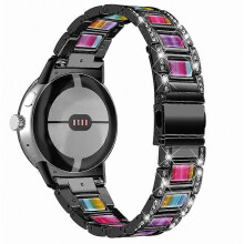 Compatibel voor Pixel Watch roestvrijstalen harsarmband met strass-decor vervangende polsband