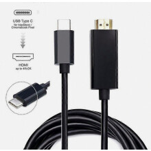 USB-C 3.1 to HDMI Male Adapter Cable, 4K Ultra HD, 1.8 m, for Laptop and Monitor