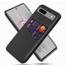 Anti-val telefoonhoes met kaarthouder, stoffen textuur slanke beschermhoes voor Google Pixel 7a