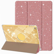 Compatibel voor iPad 10,2-inch hoes met potloodsleuf, drievoudige standaard, glitterbeschermende tablethoes