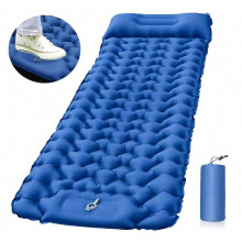 Portable Foot Pump Sleeping Pad for Camping and Hiking, Inflatable Air Mattress with Pillow