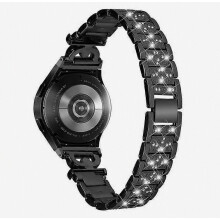 Compatibel met Samsung Galaxy Watch 6 40 mm en 44 mm roestvrijstalen horlogeband met strassontwerp met 3 kralen, Easy In