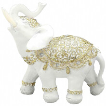Lucky Elephant Resin Statue Home Porch Office Desktop Feng Shui Ornament Small Size