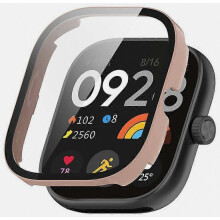 Compatible con funda Redmi Watch 4, cubierta protectora completa de PC con protector de pantalla de vidrio templado