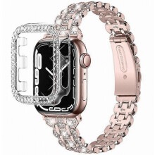 Banna Faire le haghaidh Apple Watch SE 44mm, SE 2022 44mm, Sraith 4, 5, 6 44mm, Strap Cruach Dhosmálta Rhinestone Decor