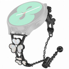 Compatible Watch Band for Galaxy Watch 42mm, Heart Clover Decor Zinc Alloy Metal Strap, Adjustable Replacement Bracelet