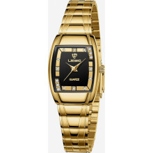 Horloges voor dames, luxe Tonneau gouden analoge quartzhorloges met diamantaccenten waterdicht gebogen glas roestvrijsta